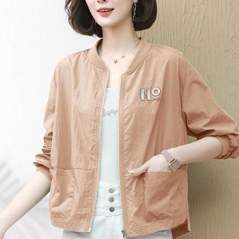 Giacca Estiva da Donna Taglie Forti Cardigan Monocolore Giacca con Collo Alto Giacca Sportiva Outdoor Giacca Leggera Protezione Solare
