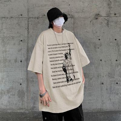 S-5XL 280gsm 100% Cotton Men or Women T Shirt Streetwear Brief Punk Tops Zomer Vintage Acid Wash T-Shirt