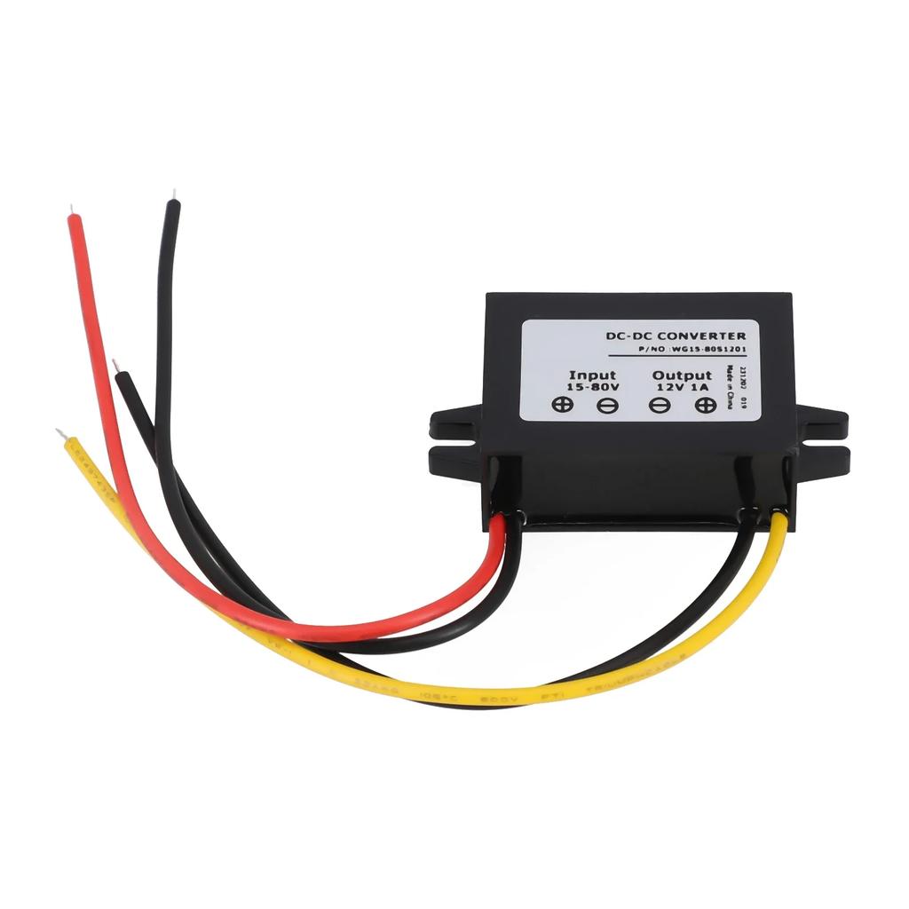 Waterproof Car Power Module DC 24V36V48V60V to 12V 1A Stepdown Converter Over Current and Temperature Protection
