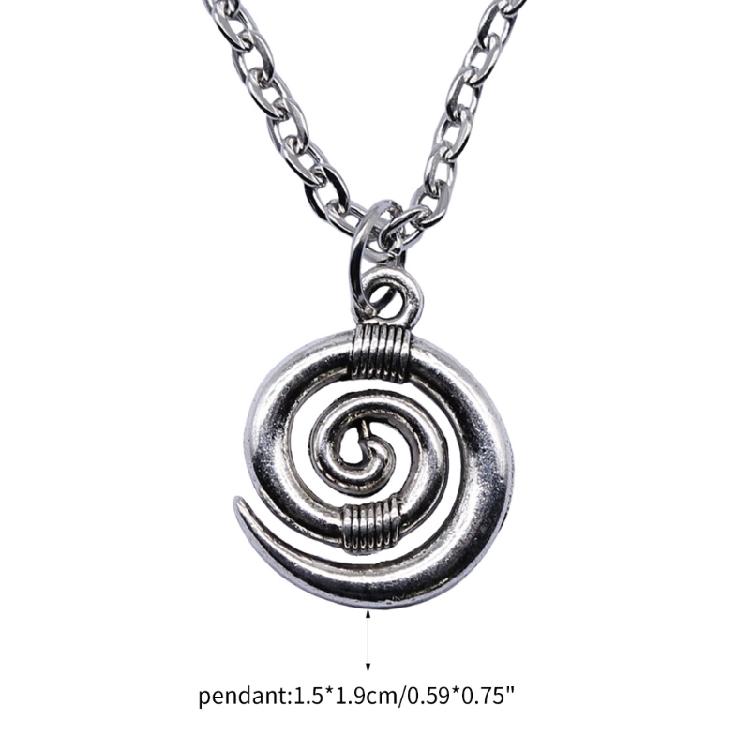 Fashion Jewelry Antique Silver Color Spiral Symbol Chain Necklace for Cool Girl