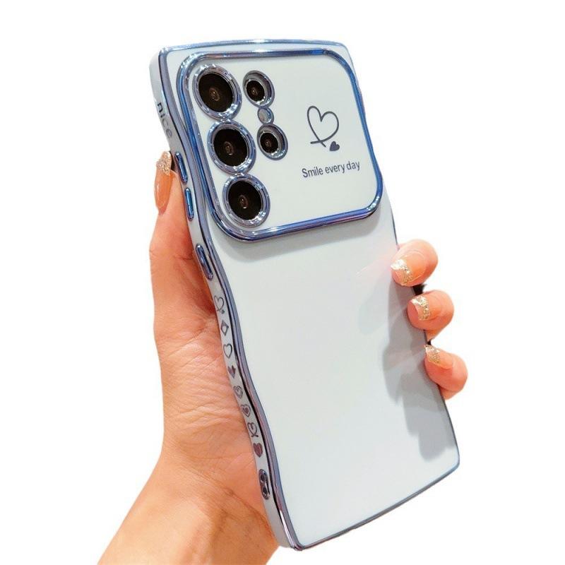 Applicable To Samsung S25ULTRA Electroplated Big Wave Mobile Phone Case S24FE Side Love A56 Anti-drop Protective Case