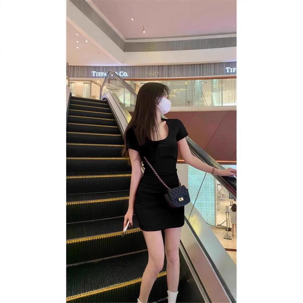 2025 Summer High Waist Slimming Short Sleeve Dress for Petite Figures
