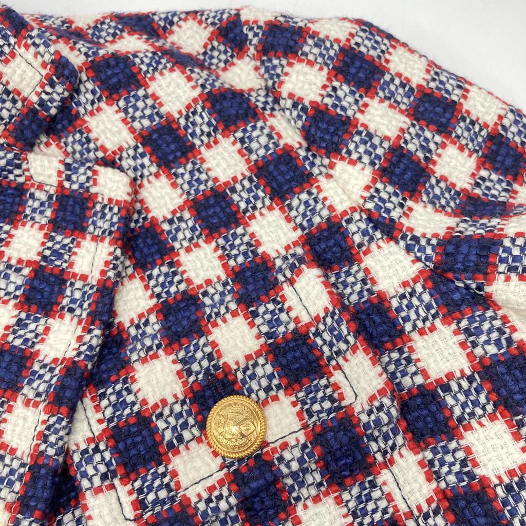 GUCCI 569132 19 years Red x Navy x White Gold Button Single Tweet Jacket Jacket 38 Red x white x navyUsed