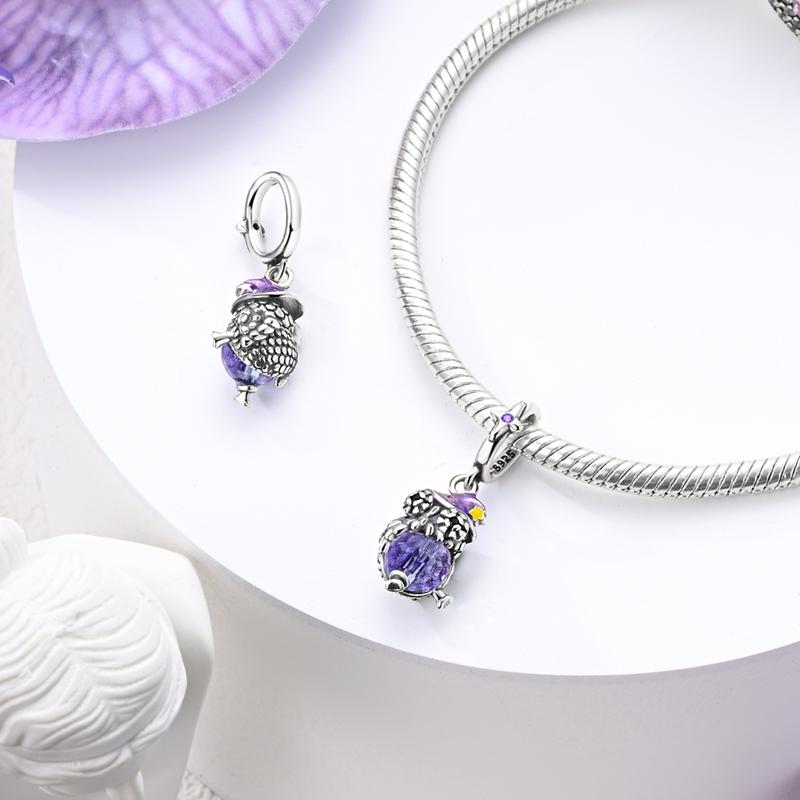 Kupfer Lila Charms Perlen Iris Lotus Schleife Drache Schlange Anhänger Für Frauen Mädchen Original Armband DIY Schmuck Geschenke