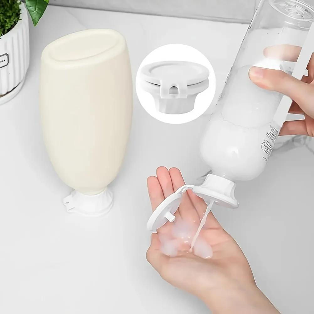 3pcs Vertical Bottle Stand Cap Set for Shampoo, Conditioner, Shower Gel, Leak-Proof Flip-Top Dispenser Lids, Bathroom Accessory