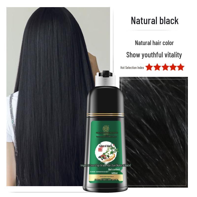 Beijing Tong Ren Tang Natural Black Brown Hair Dye with Black Tea Extract - Plant-Based Bubble Dye Cream