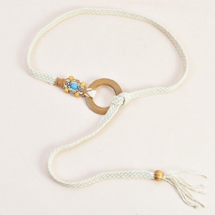 Braided Women Waist Belt Wide Bohemian Handmade Belts Beads Decors Waist Belt