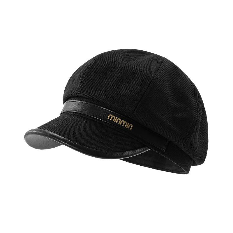 Autumn and winter new metal standard beret children big head circumference show face small reverse wear woolen forward hat painter hat