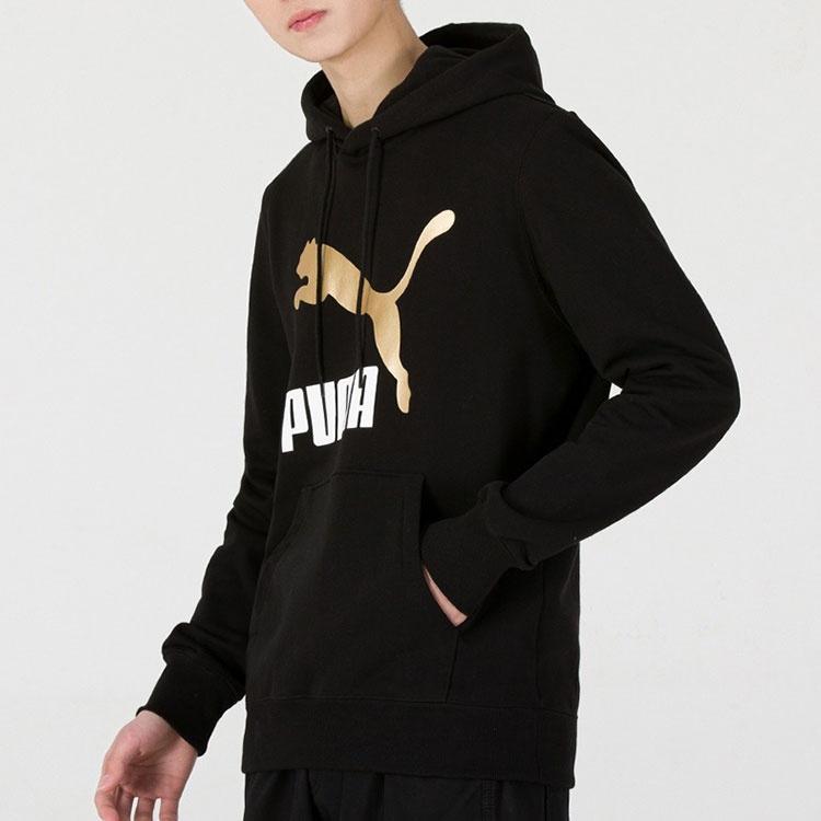 PUMA Classics Metallic Logo TR Logo Printing hooded Sports Black Men's 535341-01