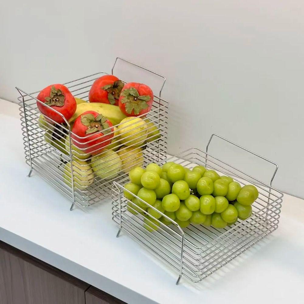 Non-Slip Kitchen Storage Rack Stainless Steel Fruit Vegetable Basket Kitchen