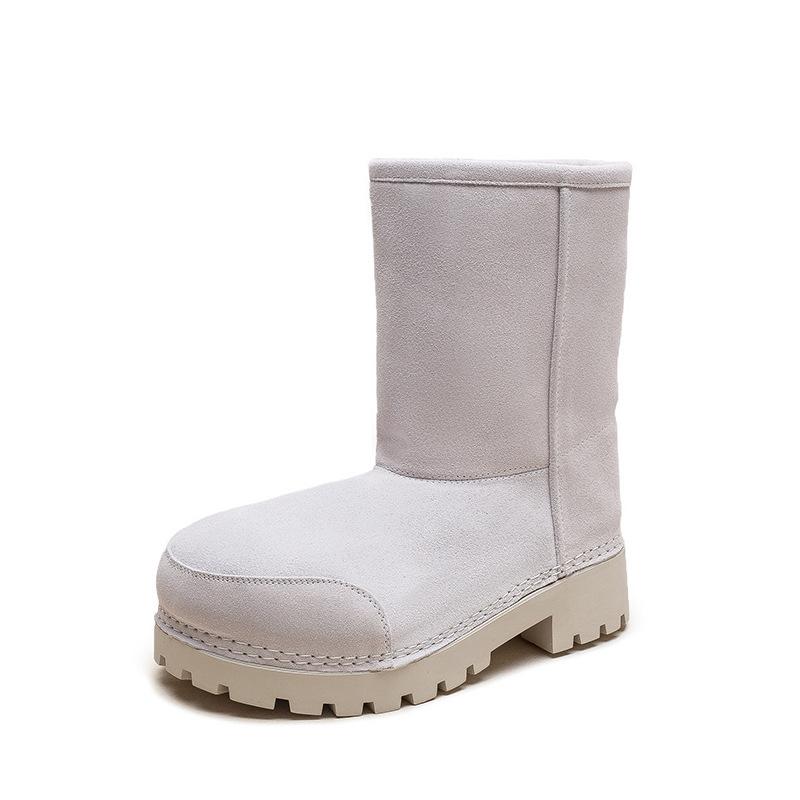 Ugly cute Paris snow boots 2024 autumn and winter new thick-soled design big head velvet thickened warm short boots women's tide