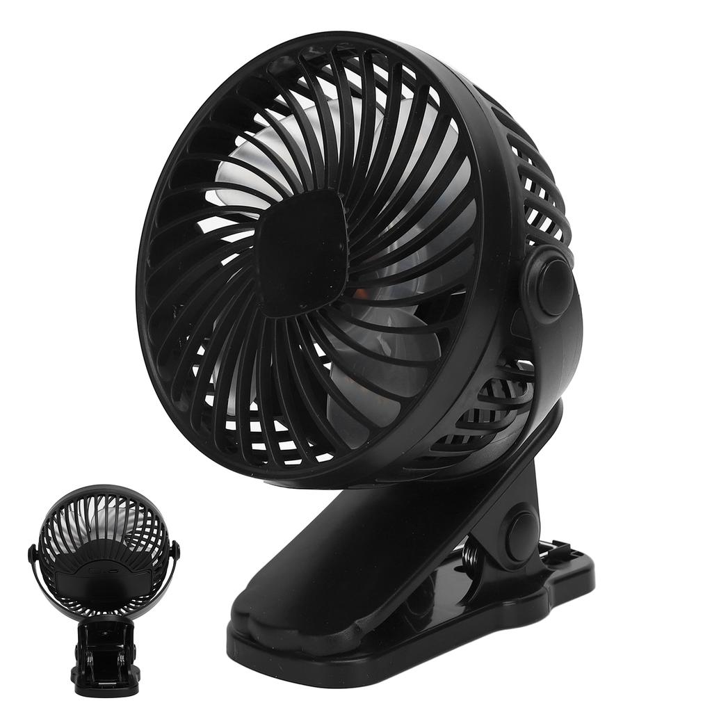 W‑06 Mini Wentylator USB Przenośny Biurkowy Akumulatorowy Niski Poziom Hałasu Ręczny Elektryczny Wentylator z Klipsem Czarny