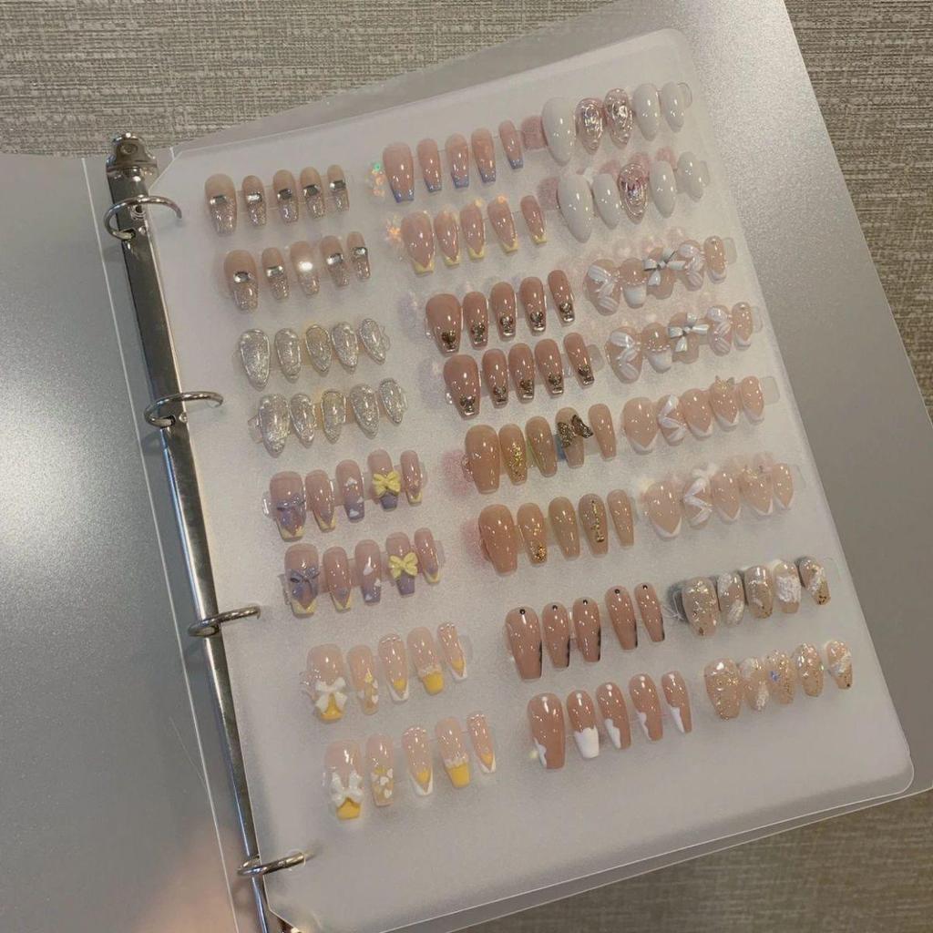Frosted Nail Tip Storage Book - Wearable Manicure Display Board with Transparent Template