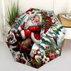 1 Stück Weihnachts-Lebkuchenhaus & Schneelandschaft Automatik Auf-Zu-Schirm, Faltbares Design, 8-Rippen-Eisenrahmen, Für den Außenbereich, Festliches Geschenk für Fans, Reise