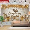 Custom Name Feliz Cumpleaños Backdrop Gold Balloons Party Decor