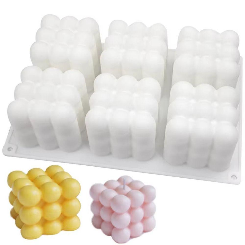 3D Cube Shape Silicone Candle Mold Large Bubble Ball DIY Mousse Cake Mold  Bakeware Supplies