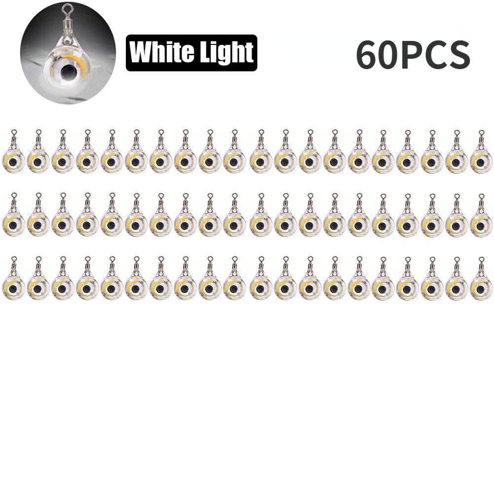 10-200pcs Mini Fishing Lure Light LED Deep Drop Underwater Eye Shape Squid Fish Bait Luminous Lure for Attracting Fish