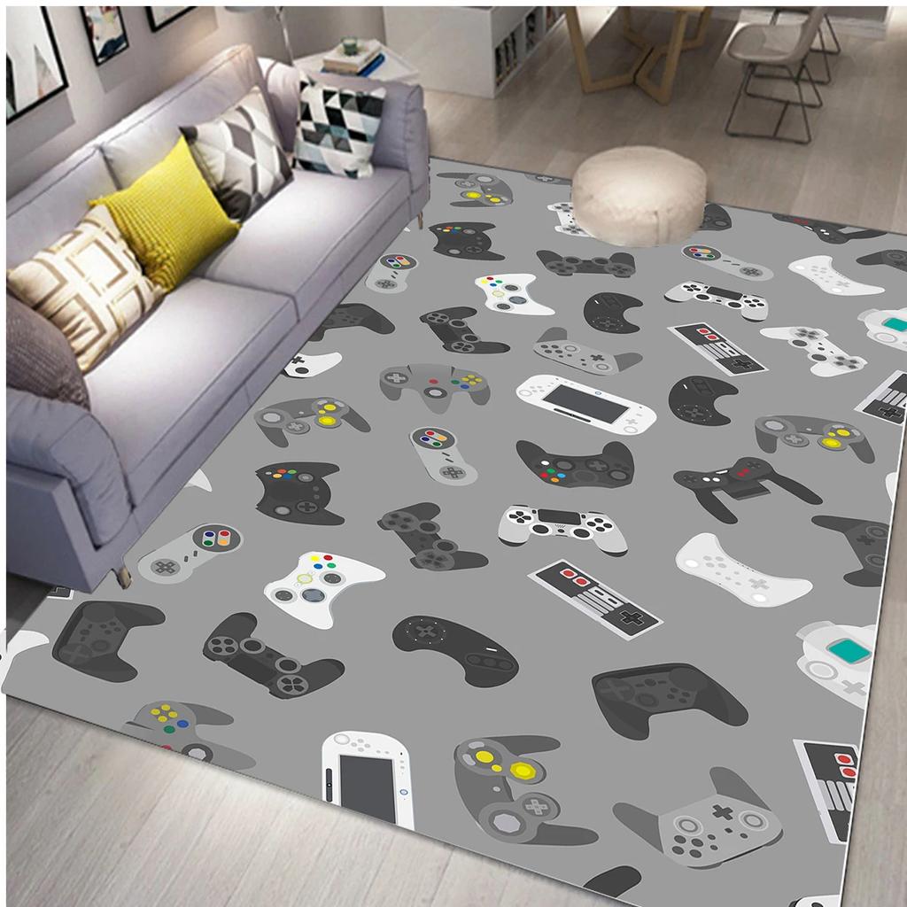 Gaming Area Rug for Kids Boy Bedroom Playroom Living Room Decor Controller Gamepad Carpet Gamer Floor Mat Soft Cool Game Doormat