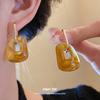 Acrylic Square Pendant Ear Buckle Maillard Simple Fashion Retro Temperament Earrings Light Luxury High-end Earrings Women