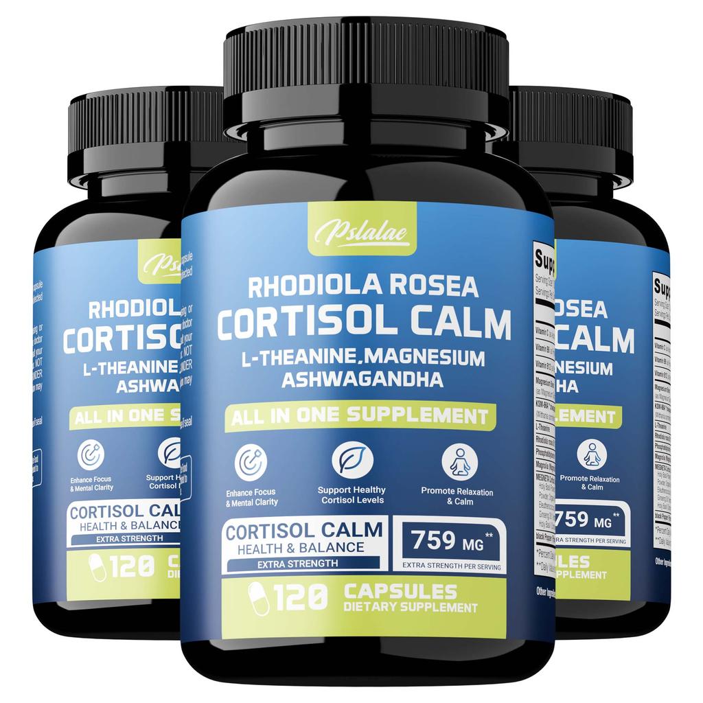 Cortisol-Extrakt-Kapseln, 759 mg pro Portion, rein natürlich, Nahrungsergänzungsmittel, geeignet für Männer und Frauen.