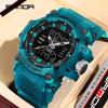 Sanda Dual-Movement Sports Watch with Countdown, Alarm, Night Light, Waterproof, and Multi-Function Features for Students.
