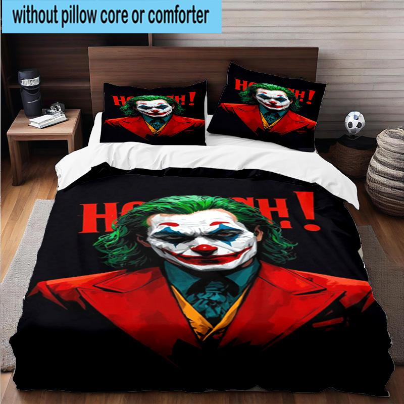 3PCS Cool clown Pattern 3pcs Bedding,Including 3PCS Duvet Cover And 2pcs Pillowcases Perfect for Christmas,Ideal for Bedroom, Dormitory
