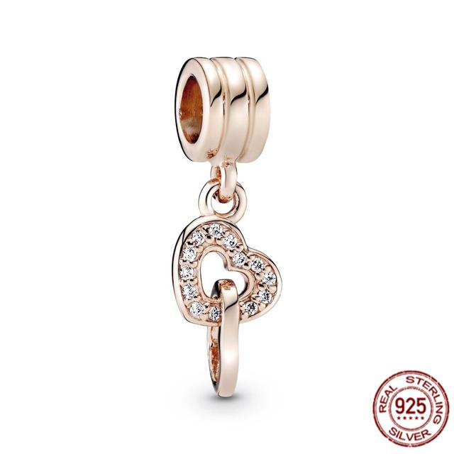 Rose Gold Plated Pendant Charm Gift 925 Sterling Silver Dangle Bead Fit Original Fasion Bracelet Necklace Jewelry For Women
