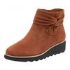 Winter Short Boots Side Zipper Bowties Ladies Boot Female Footwear Women's Autumn Boots Mid Heel Wedges Shoes