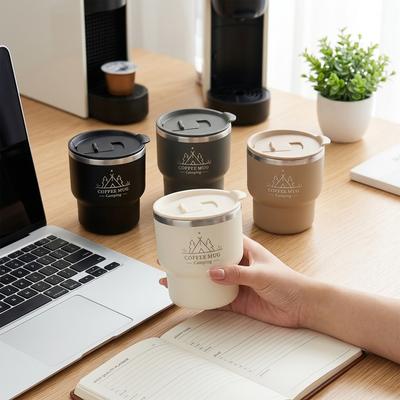 Double-Layer Insulated Coffee Cup With Lid Portable Leak-proof Coffee Mug 304 Stainless Steel Thermal Water Cup For Students