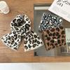 Lenço de Listras com Estampa de Leopardo de Alta Qualidade Estilo Coreano para Mulheres: Cachecol Quente de Outono/Inverno