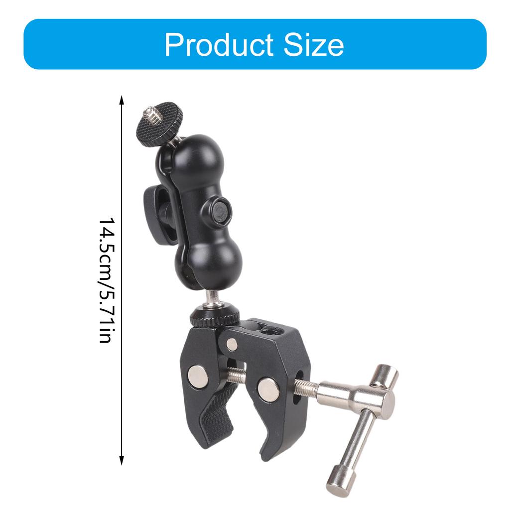 Verstellbare Aluminium Superklemme mit 1/4 und 3/8 Gewinde für Fotografie-Ausrüstungshalterungen, Rohrdurchmesser 13 mm bis 53 mm