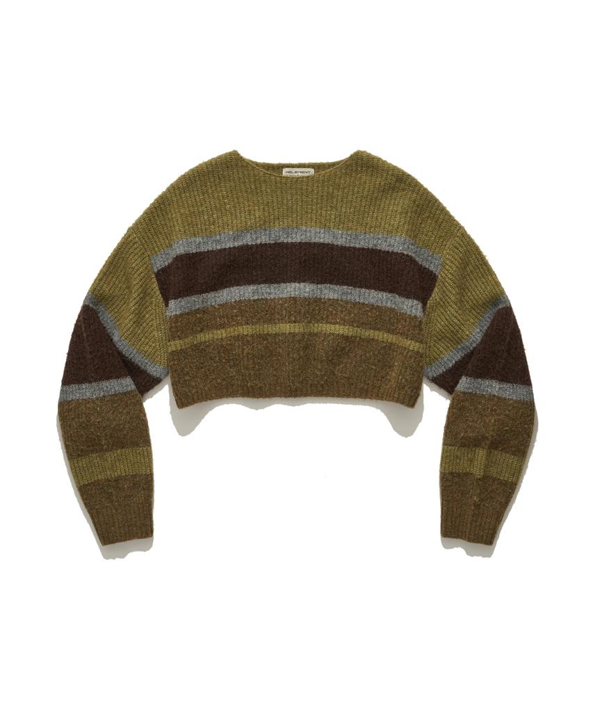 HELEMENT Women'S Striped Crop Knit (Khaki)