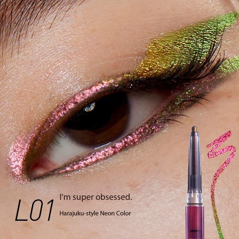 Kaleidos Automatic Gel Pencil Waterproof Eyeliner Chameleon Colour Long Wear Glitter Metallic Waterproof Eye Liner Pen Makeup