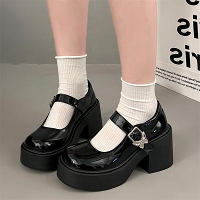 Fashion New Butterfly Buckle Design Small Leather Shoes Women Cute Lolita Shoes Students College Style Thick Soles JK Uniform Shoes Y2K