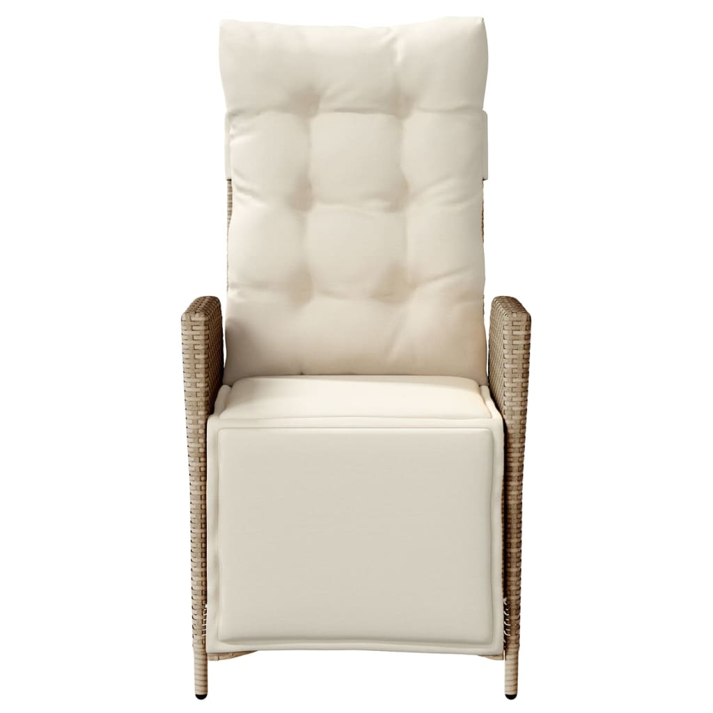 3 Piece Bistro Set with Cushions Beige Poly Rattan