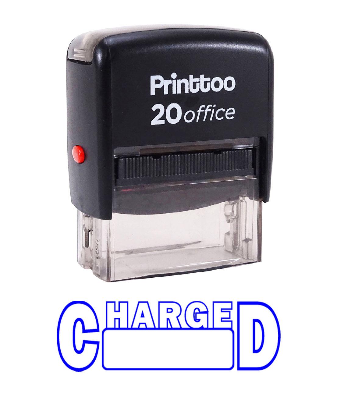 

Printtoo Custom Stamp CHARGED Self Inking Rubber Stamp Office 14 mm x 38 mm (Approx) синій
