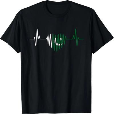 Heartbeat Design Pakistani Flag Pakistan T-Shirt