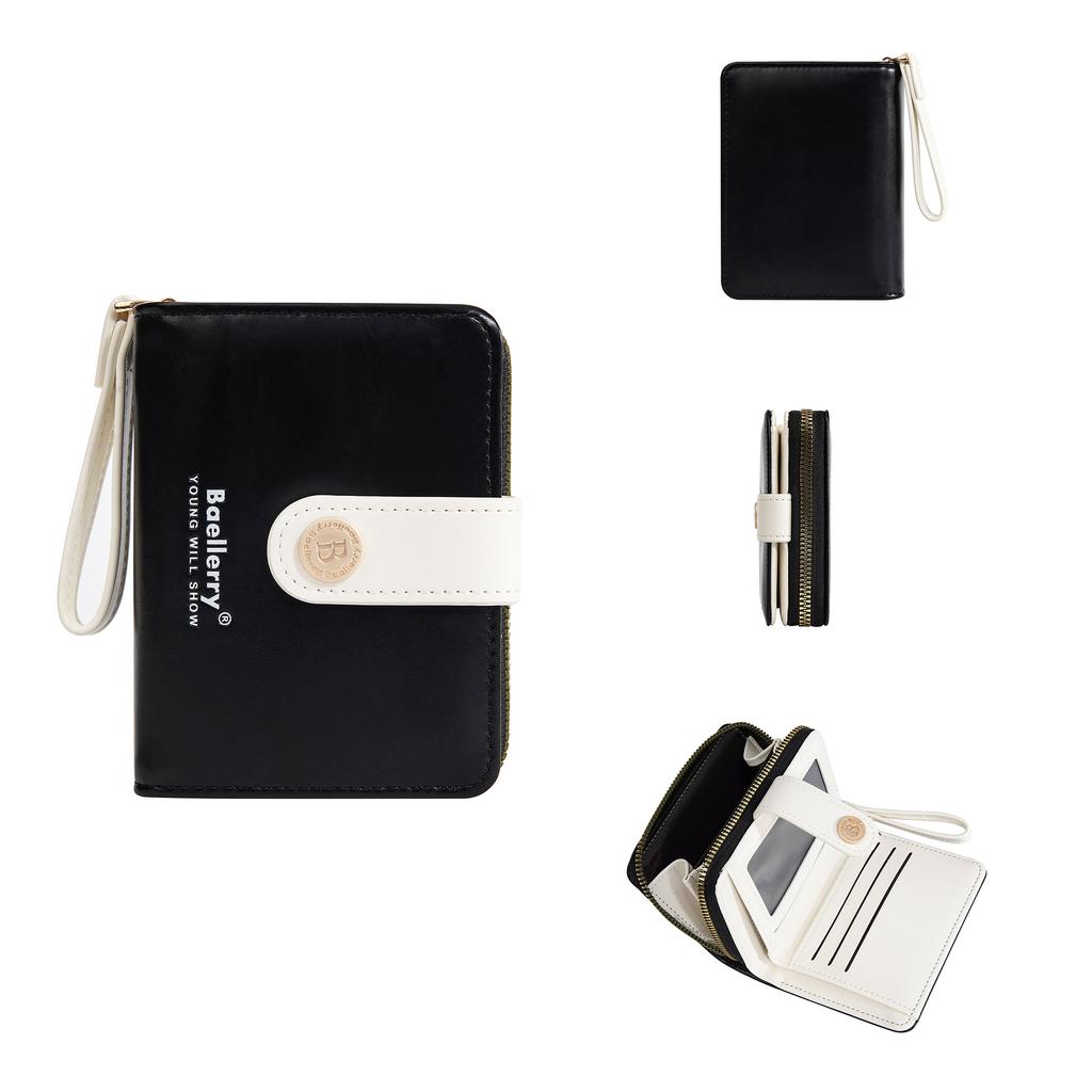 New women's wallet short women's high-end wallet ins women's contrasting color zipper wallet women's pu small wallet women