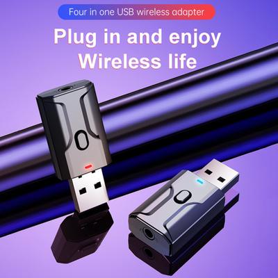 T02 Receiver Transmitter Hands-Free Bluetooth-compatible V5.0 2-in-1 Multifunctional Black USB Adapter
