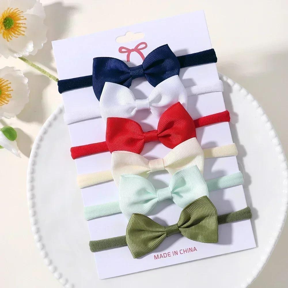 6Pcs/Set Sweet Colorful Ribbon Bowknot Elastic Headband for Baby Girls Ties Headwear Infant Kid Hair Accessories Diademas Gifts