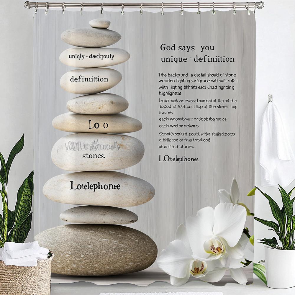 

Inspirational Quotes Zen Stone Printing Shower Curtain Bathroom Decoration Curtain,Hanging Curtain With Hooks Machine Washable W60H190(CM)-1 Pcs