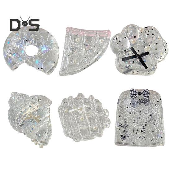 Clear Waffle Squeeze Toy Stress Relief Transparent Donut Toast Croissant Pinch Sensory Toy Kids Teens Adults Soft Stress Ball Cat Paw Fidget Toy