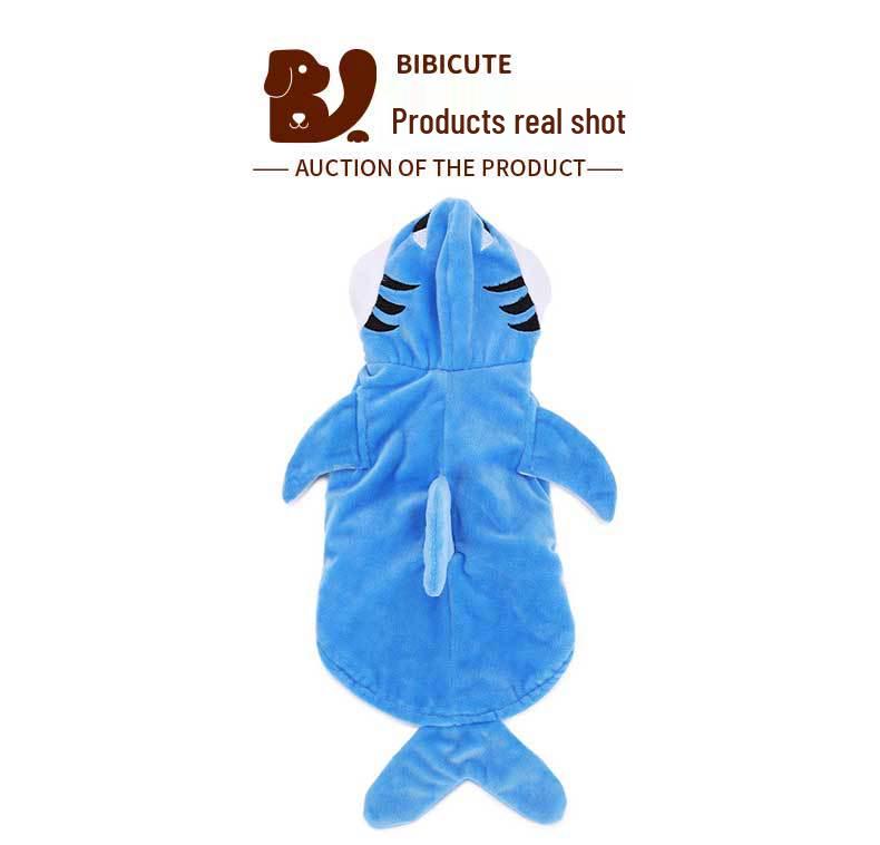 3D Shark Pet Costume for Small Dogs & Cats - Autumn/Winter & Halloween Wear