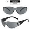 Y2K Millennium Euro American Eye Glasses Frameless Five-star All-in-one Pilot Sunglasses Women New Spice Sun Visor Sunglasses For Women men