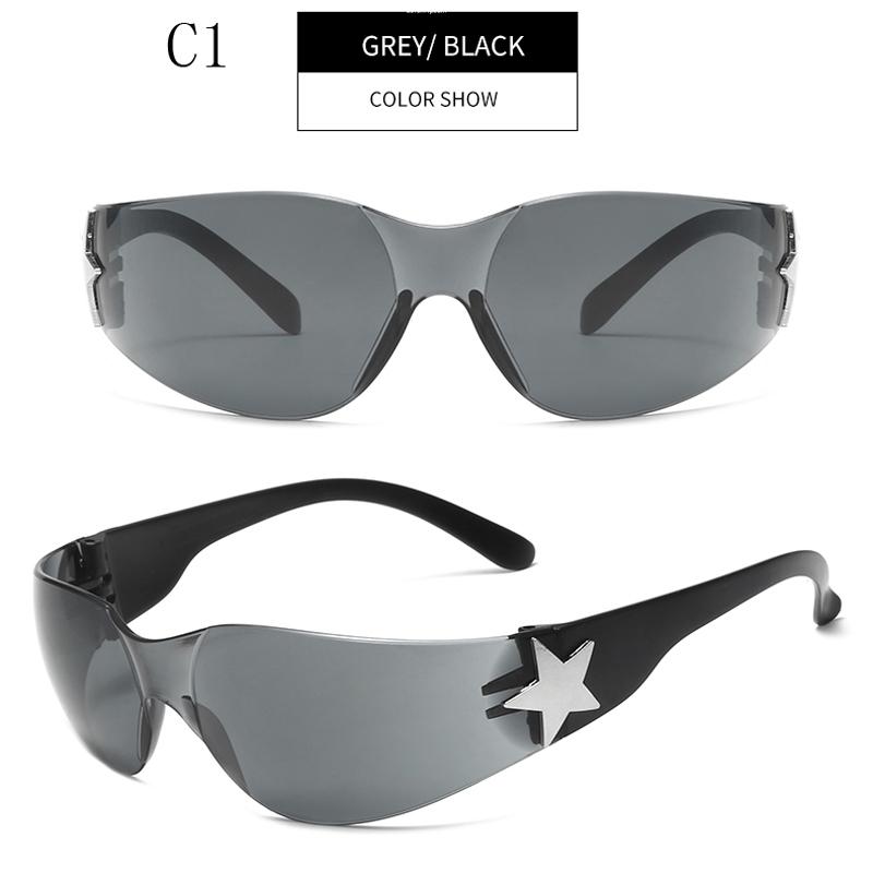 Y2K Millennium Euro American Eye Glasses Frameless Five-star All-in-one Pilot Sunglasses Women New Spice Sun Visor Sunglasses For Women men