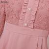 ZANZEA Women Classic Collar Long Sleeve Patchwork Casual Dress
