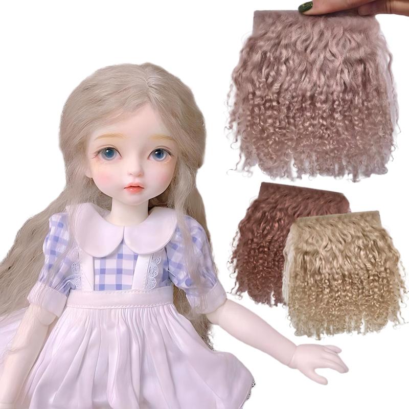Niedliche Mongolei Fell Schaffell Wolle Extensions Lockige Textur Haarsträhne Lockige Haarverlängerungen Für Sd Blyth Perücken Haare Für Bjd Puppen