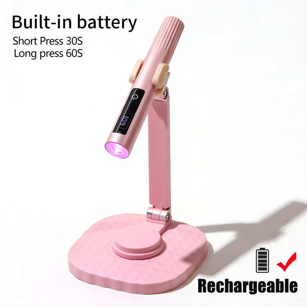 LINMANDA Handheld Nail Lamp Portable LED Nail Lamp with Stand Rechargeable Suitable for Gel Nail Polish and DIY Nail Art