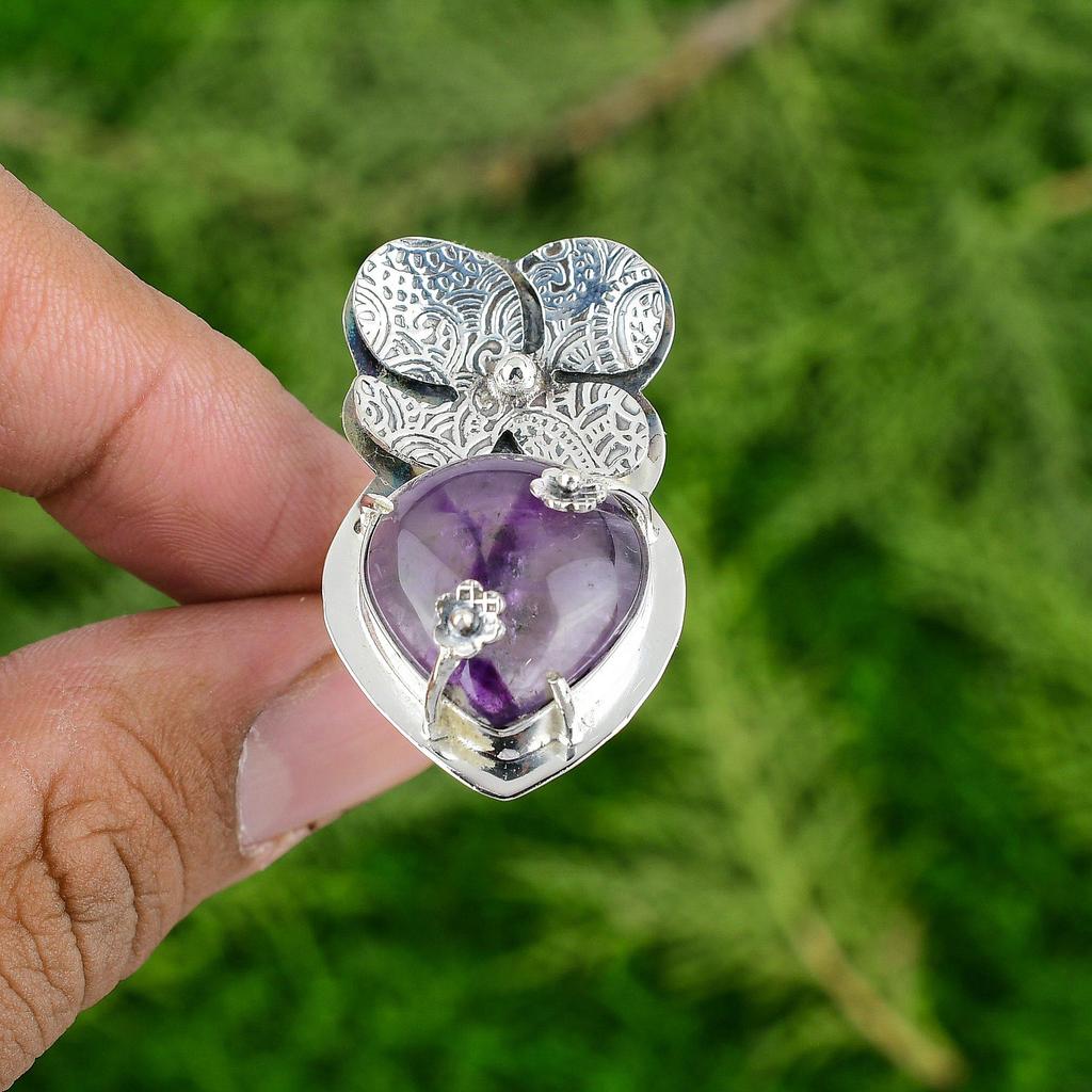 Sterling Silver Star Amethyst Stone Statement Flower February Birth Ring Jewelry