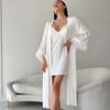 Loose and comfortable European and American summer new feather suspender nightgown pajamas two-piece loungewear women's